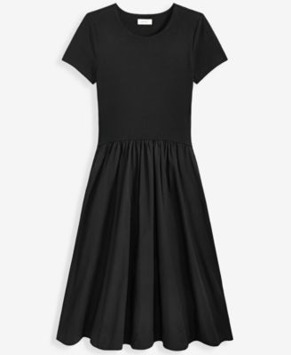 black tight t shirt dress Short Sleeve Lace Trim Cinched Waist T-Shirt Dress In Black | EGO US