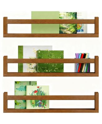 Floating Shelves Wall Wood Bookshelf Nursery Organizer Set 3