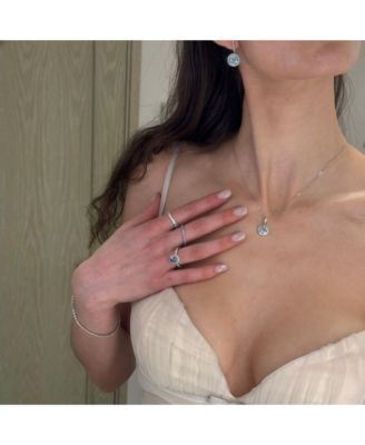 Suzy Levian Sterling Round Cut Topaz And Topaz Drop Earrings