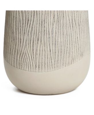 Blended Tan with Wood Pattern Round Tapered 27-Inch Tall MgO Planter, Indoor and Outdoor