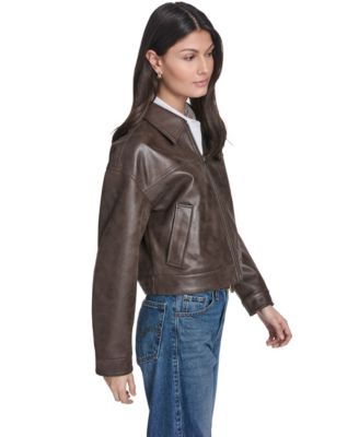 Women's Faux Suede Relaxed-Fit Zip-Front Jacket