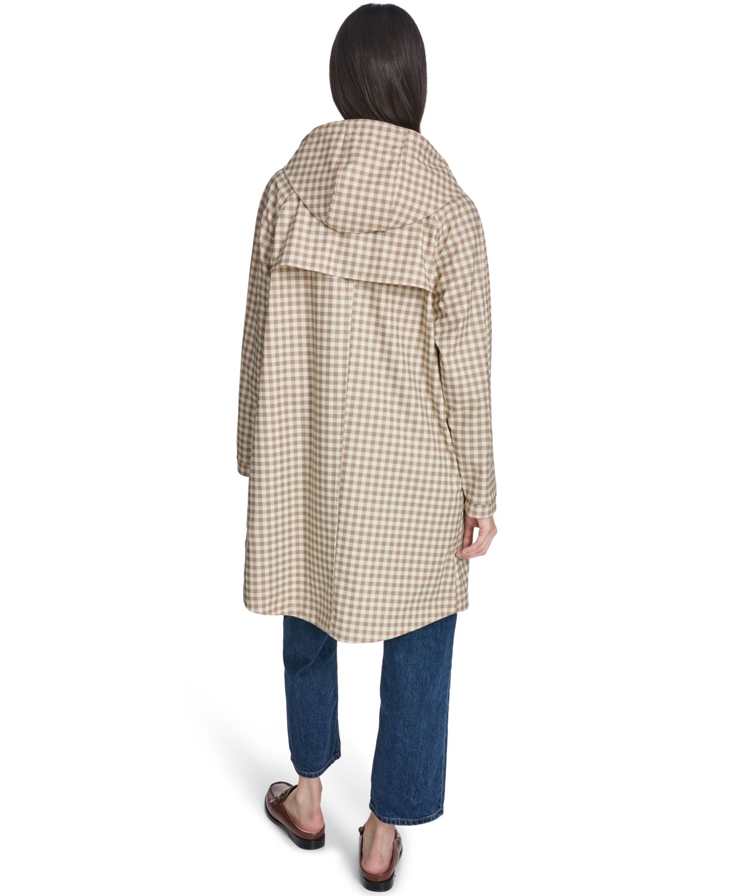 Plus Size Raglan-Sleeve Hooded Rain Jacket