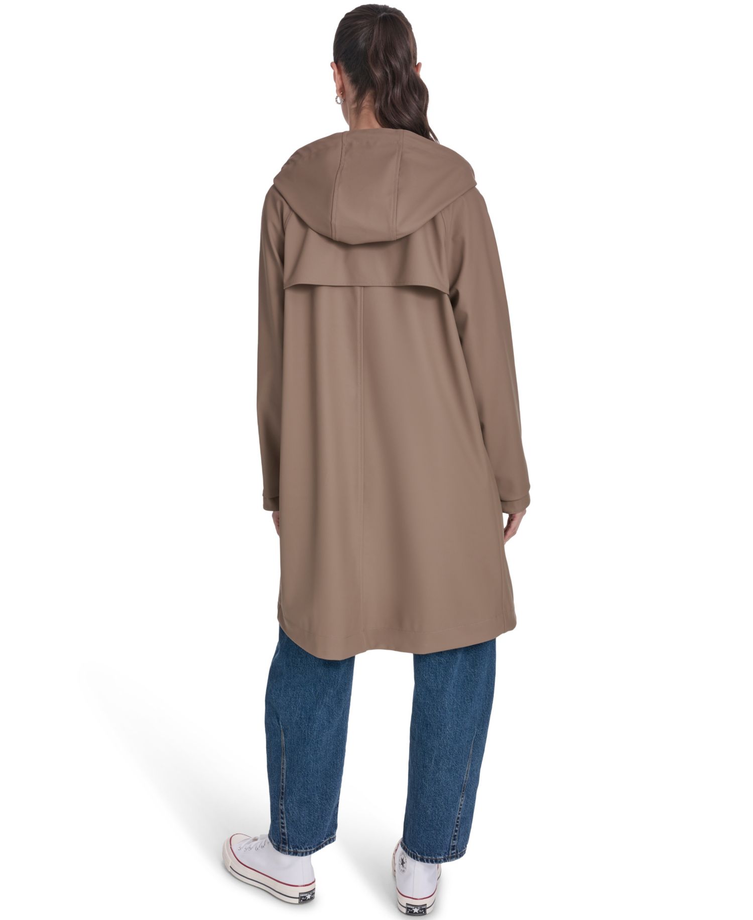 Plus Size Raglan-Sleeve Hooded Rain Jacket