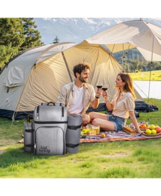 4-Person Picnic Backpack with Insulated Cooler, Blanket and Tableware Set