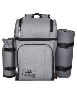 4-Person Picnic Backpack with Insulated Cooler, Blanket and Tableware Set