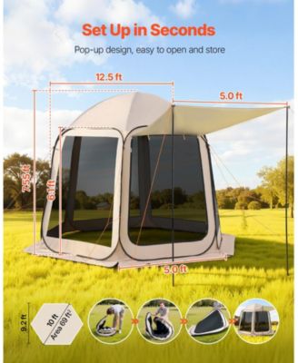 10 x 9.2 Ft Pop-Up Screen House Tent with Awning for 4-8 People