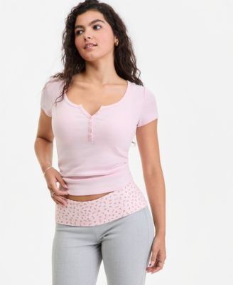 Juniors' Ribbed Henley Top