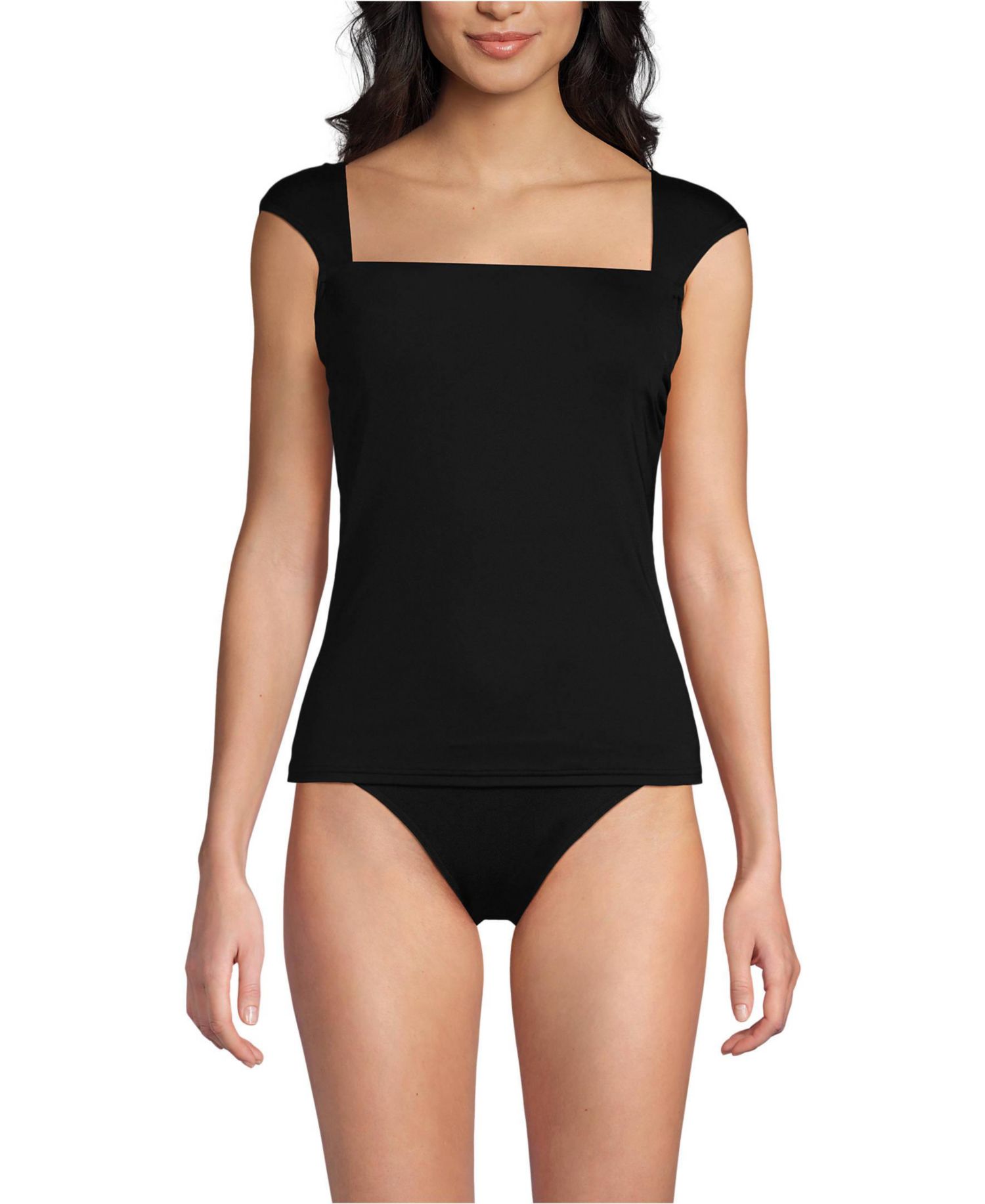 Women's D-Cup Square Neck Underwire Tankini Top