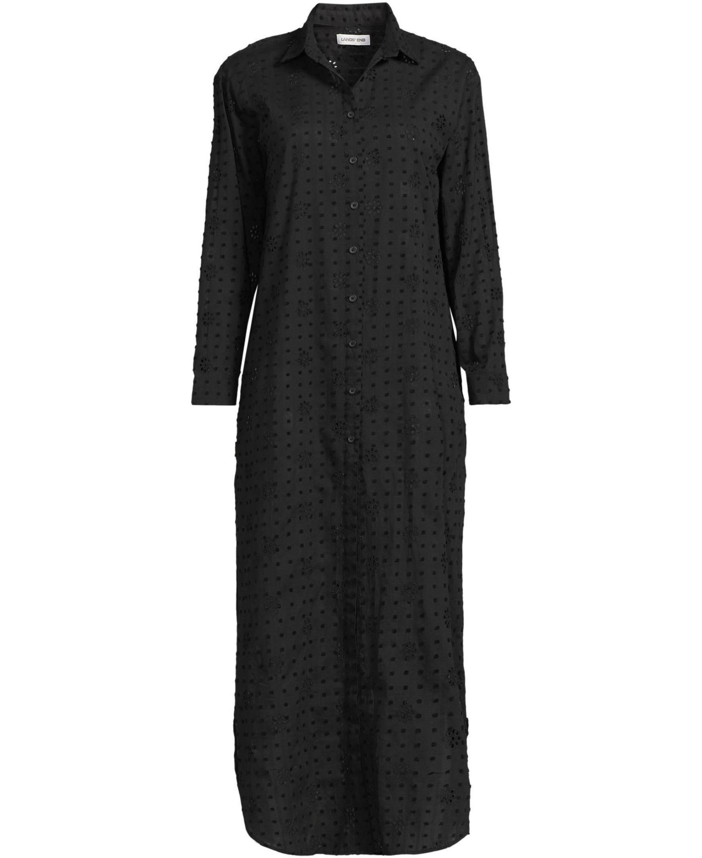 Женское платье Lands' End Eyelet Button Down Maxi Cover-up, цвет: Чёрный — фото 3