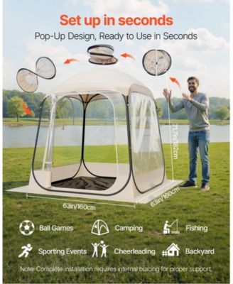 63 x 63 Inch Pop-Up Sports Bubble Tent for 2–4 People with Floor Mat and Cover