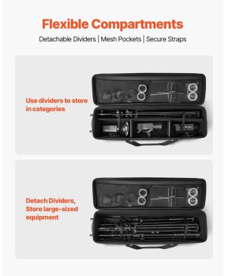 51.6 Inch Rolling Studio Equipment Trolley Case with Wheels and Padded Compartments