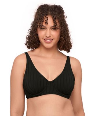 Women's Supportive Wide Ribbed Tall Underwire Bikini Swimsuit Top