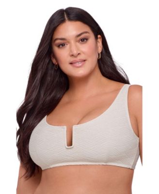 Women's Supportive Basket Weave Scoop Back Cutout U-Wire Bikini Swimsuit Top