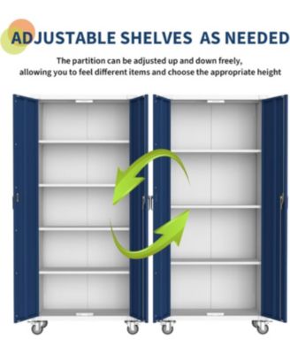 71" Steel Storage Cabinet with Locking Doors, 4 Adjustable Shelves, Heavy Duty Metal, Rustproof Tall Cabinet for Garage, Office & Pantry
