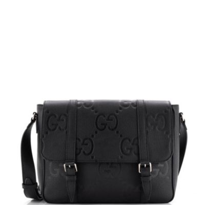 Medium Double Belt Flap Messenger Bag Jumbo GG Embossed Leather