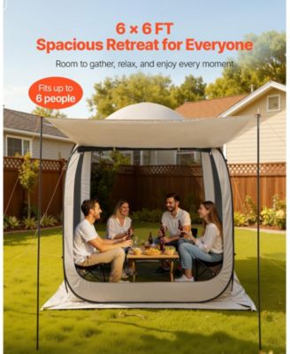 6 x 6 Ft Pop-Up Screen House Tent with Awning for 4-6 People