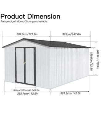 Metal Garden Sheds 10ft x 12ft Outdoor Storage Sheds 48 sq. ft. Utility Tool House For Patio Backyard