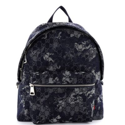 Zip Front Pocket Backpack Camouflage GG Denim