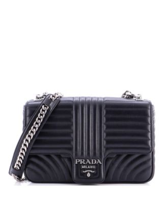 Large Chain Flap Shoulder Bag Diagramme Quilted Leather