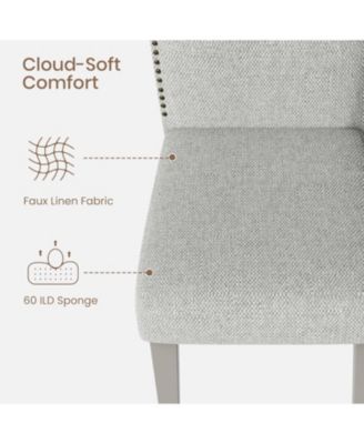 Upholstered Dining Chair Set,Solid Wood Chairs with Solid Wood Legs,Padded High Back Dining Chair with Nailhead Trim,Fabric Side chair