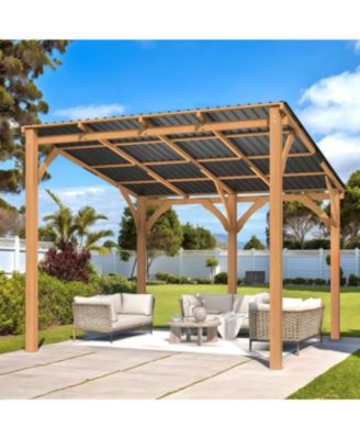 10' x 10' Wooden Hardtop Lean-To Feature Gazebo/Pergola