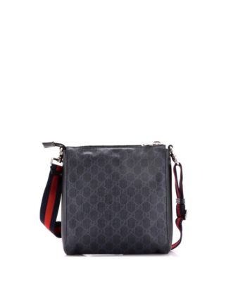 Small Web Strap Front Zip Messenger Bag GG Coated Canvas