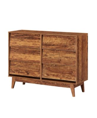 Traditional 6 Drawer Dresser Espresso Finish Sturdy Construction for Bedroom Living Room Storage