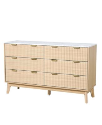 6 Drawer Fluted Dresser with Spacious Storage for Bedroom and Entryway