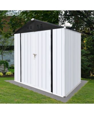 6x4 Ft Outdoor Metal Storage Shed with Apex Roof, Garden Tool Shed for Patio Backyard