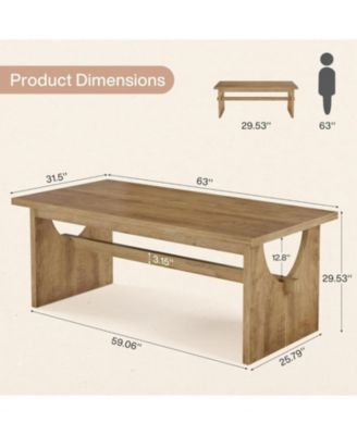 Executive Office Desk, 63-Inch Farmhouse Computer Desk, Large Writing Study Conference Table