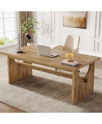 Executive Office Desk, 63-Inch Farmhouse Computer Desk, Large Writing Study Conference Table