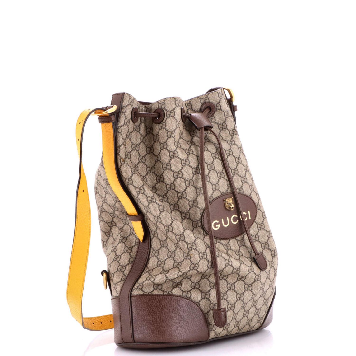 Large Neo Vintage Drawstring Bucket Backpack GG Coated Canvas