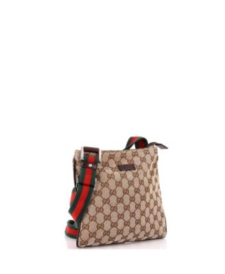 Small Web Strap Zip Messenger Bag GG Canvas