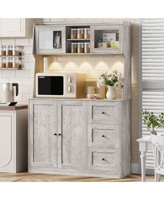 Kitchen Pantry Cabinet with Microwave