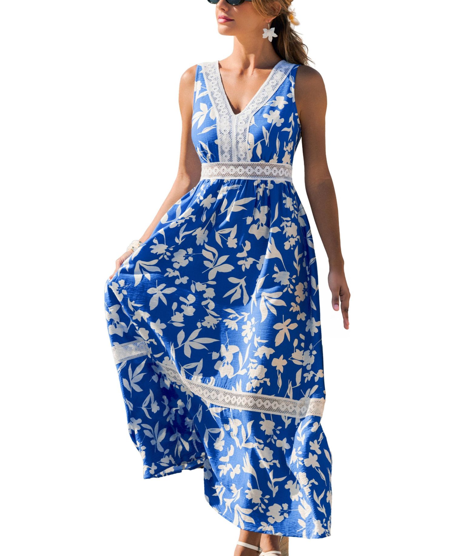 Women's V-Neck Pull-On Unlined Beach Dress