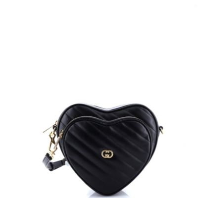Mini Interlocking G Heart Shoulder Bag Diagonal Quilted Leather