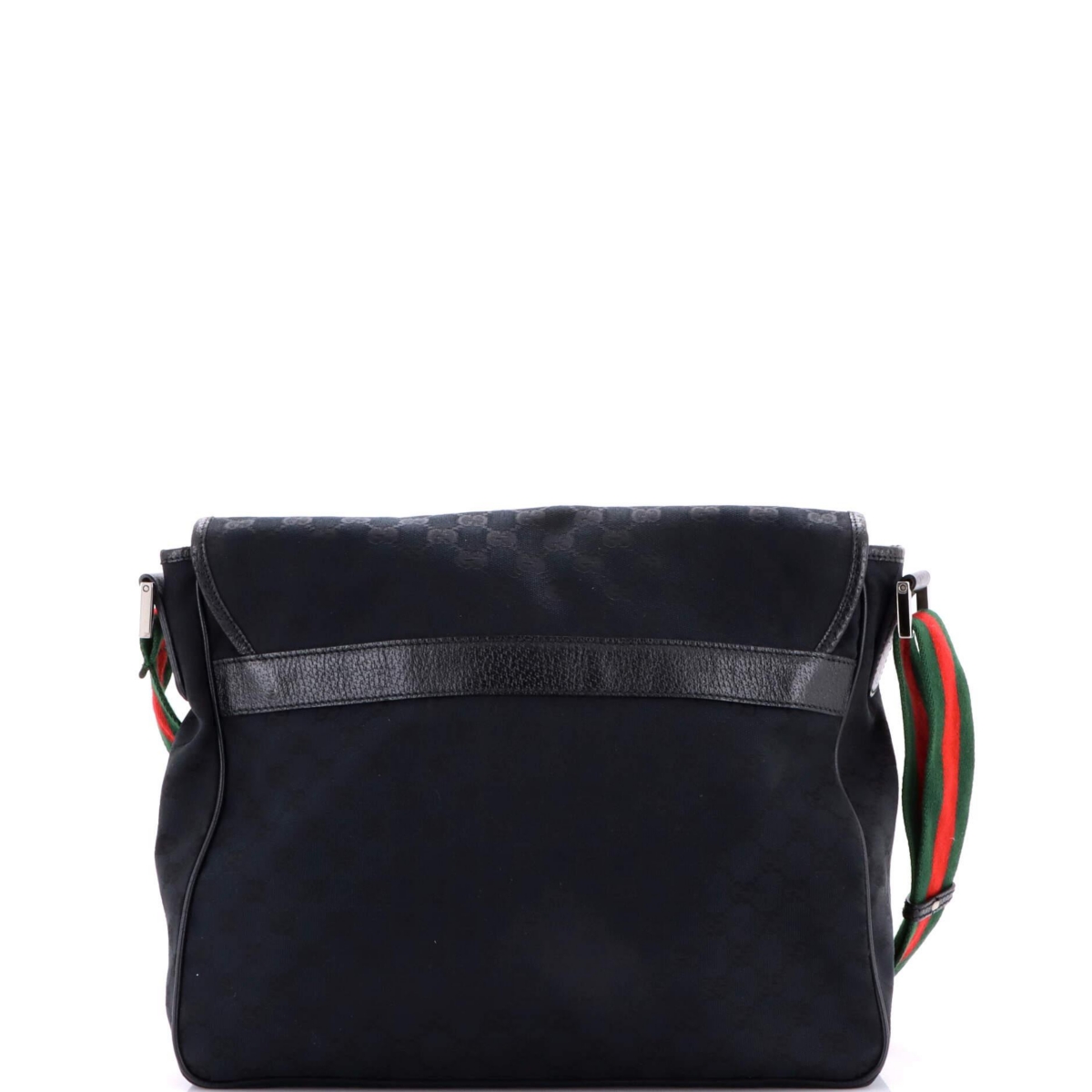 Pre-Owned Gucci Medium Web Strap Flap Messenger Gg Canvas