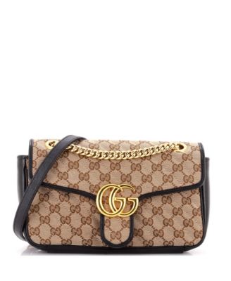 Small GG Marmont Flap Bag Diagonal Quilted GG Canvas with Leather