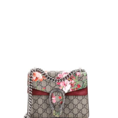 Mini Dionysus Bag Blooms Print GG Coated Canvas