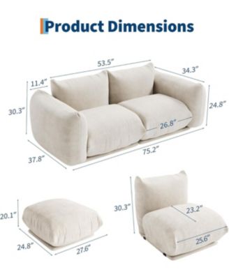 Modular Sofa Set, Chenille Sectional Couch with 2 Loveseats.