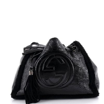 Medium Soho Chain Strap Shoulder Bag Patent and Shearling