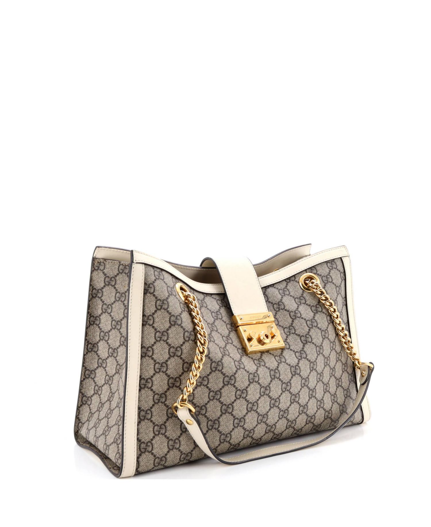 Medium Padlock Chain Tote GG Coated Canvas with Leather