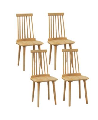 4 PCS Winds or Dining Chairs w/ High Spindle Back Rubber Wood Legs