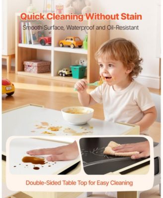 Kids Table and 2 Chairs Set with Reversible Top and Storage for Art and Learning