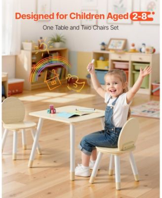 Kids Table and 2 Chairs Set with Graffiti Desktop for Art Reading and Play