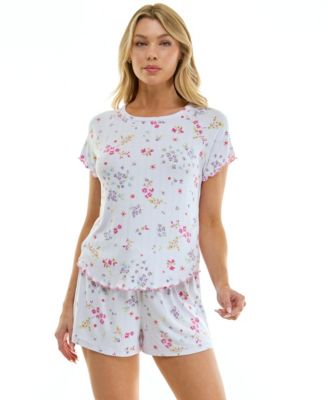 Women's Short-Sleeve Top and Pull-On Shorts, 2-Piece Set