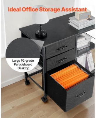 Mobile File Cabinet with 3 Fabric Drawers and 2 Open Shelves
