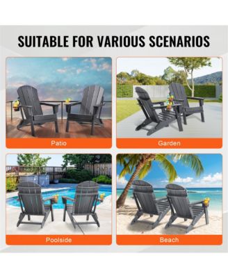 Plastic Adirondack Chair Set of 2, All-Weather Folding Dining Chair