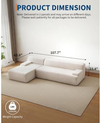 Modular L-Shaped Sectional Sofa with Chaise, Cloud Couch, Corduroy Fabric