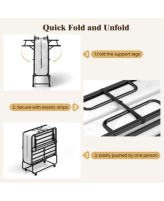 Folding Bed with 5-Inch Mattress Rollaway Guest Bed with Memory Foam Mattress